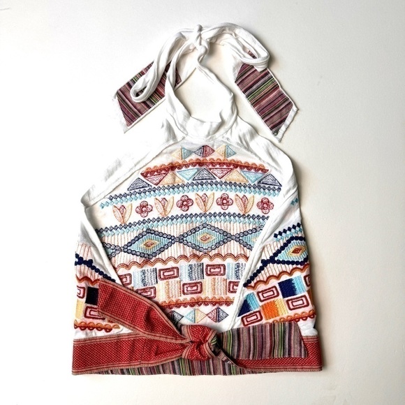 Altar'd States Hippy Bohemian Coastal Beachy Colorful Embroidered Halter, Sz. S - Picture 4 of 10